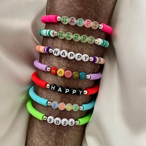 10-25-50-100-200 Bulk Order Bracelets/Custom Bangle/World of Affirmation Bracelets/Personalized Bracelets/Stretch Bracelets/Heishi Bracelet