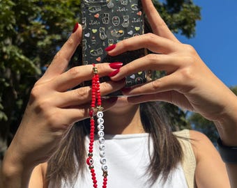Colorful Handmade Phone Charm | Personalized Beaded Phone Strap  | Cute Lanyard | Trendy Phone Accessory & Gift