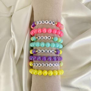 Personalized Beaded Stretch Bracelet: Custom Name, Word, or Letter - Bulk Order