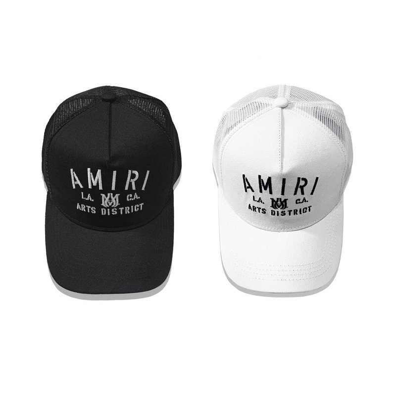 Amiri Paint Drip Logo Mesh Panelled Trucker Cap in Black for Men