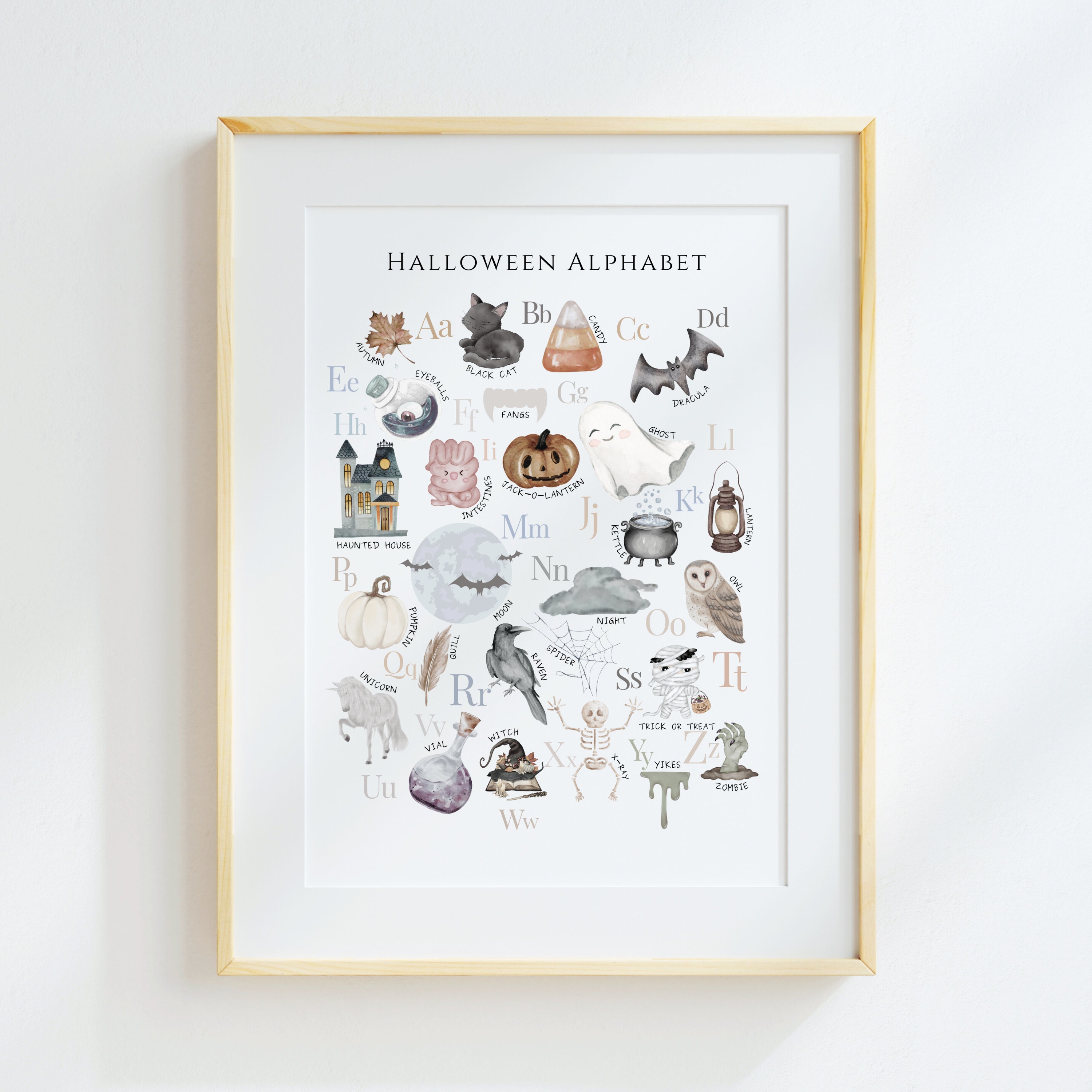 Halloween Alphabet Printable Educational Poster, Montessori Preschool ...