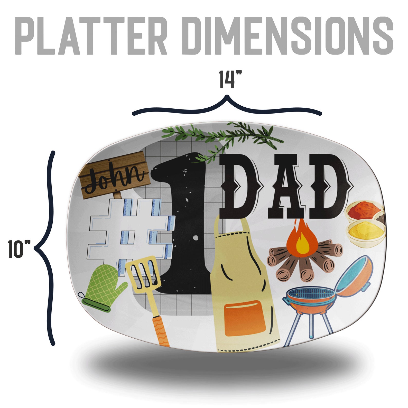Fired Up For Father’s Day - Family Personalized Custom Platter - Father's Day, Gift For Dad, Grandpa