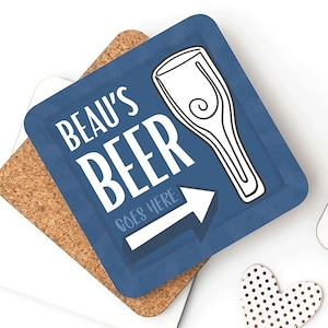 Cork Coaster Gifts for Dad | Personalized Beer Goes Here Coasters | Tea Coffee Gin Beer Wine Whiskey Fun Gag Gift for Boss | New House Gift