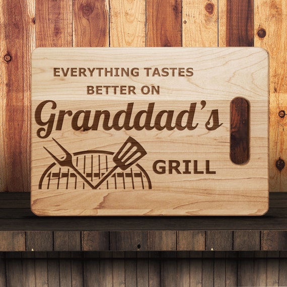 Granddad Grilling Gift | 100% Maple Cutting Board | Father's Day Gifts | 4th Of July Gift For Papaw | Anniversary Grandfather Birthday Gifts
