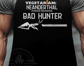 Vegetarian Means Bad Hunter | Funny Aprons for Men | Gifts for Father's Day | Boss Housewarming BBQ Party + Birthday Gifts for Coworkers