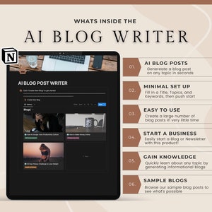 AI Blog Post Writer Notion Template Blogger template, blogger content creator, create blog posts easily with Artificial Intelligence image 1