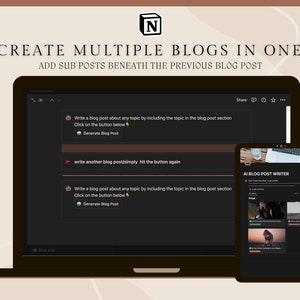 AI Blog Post Writer Notion Template Blogger template, blogger content creator, create blog posts easily with Artificial Intelligence image 4