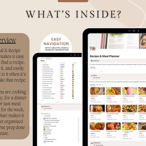 Recipe & Meal Planner Notion Template Notion meal planner, meal prep, grocery list, image 2