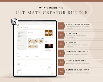 Ultimate Creator Bundle | Notion Template | Content Calendar, Social Media Growth, Content Productivity, Side Hustle