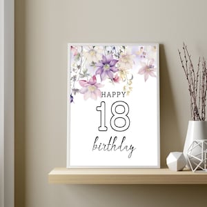 Happy 18. Geburtstag DRUCKBARE Schilder, 18. Party Dekorationen, Happy 18. Geburtstag, DRUCKBARE Poster, Sofort Download, DIY Druck