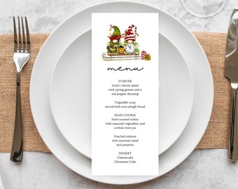 Christmas Menu Card, Holiday Menu Template, Christmas Menu, Canva Menu Card, Printable Menu, HOliday Menu Card, INstant Donload