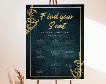 Dusty Green Hochzeit Sitzplan Vorlage, Sitzplan Hochzeit, Tisch Sitzplan Vorlage, Sitzplan Bearbeitbare Vorlage, Canva