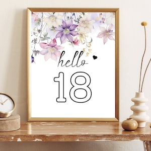 Hola 18 cumpleaños signos IMPRIMIBLES, decoraciones de fiesta 18, Hola 18, carteles IMPRIMIBLES, descarga instantánea, impresión DIY