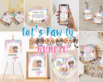 Editable Dog Birthday Invitation, Puppy Birthday BUndle, Dog Party Invitation Bundle, Dog 1st 2nd 3rd 4th 5th 6th Birthday, Puppy Pawty