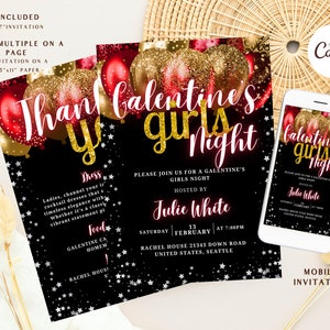 Galentines Tagesparty-Einladung, Galentines Tageseinladung, Galentines Tageseinladungsvorlage, Canva