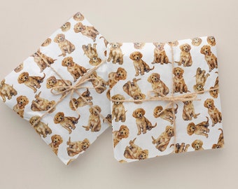 Golden Retriever Christmas Pattern Wrapping Paper, Christmas Holiday Gift Wrap, Paper Sheet or Rolls, Dog Wrapper