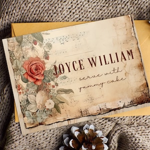 Christmas Place Card Template, Printable Christmas Place Cards, Editable Holiday Place Cards, Vintage Christmas Card Folded