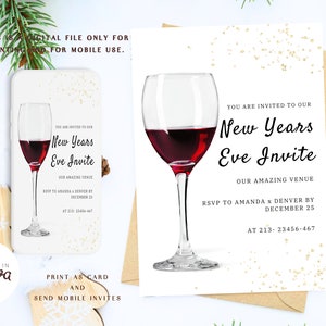 2024 Cheers New Year&#39;s Party Invites,  NYE Party, New Years Eve Evite, Instant Download, Canva Template, New Years Party Invitation Template