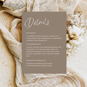 Beige Hochzeitsdetails, Moderne Hochzeit, Hochzeitsdetails, Einfache Hochzeit, Akkommodationskarte, Klassische Hochzeit, sofort Download