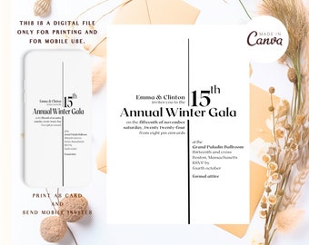 Editable Gala Party, Business Corporate Awards Night Invite,  Gala Annual Winter Invitation, Canva Printable