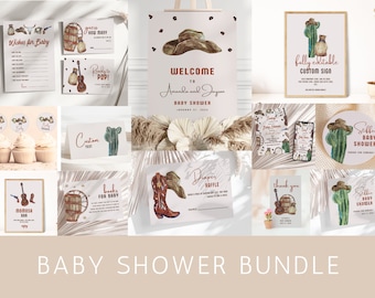 Cowboy Baby Shower Bundle, Western Baby Shower, Wild West Cowboy Invite, A Little Cowboy, Printable Template Bundle, Rodeo Shower Bundle