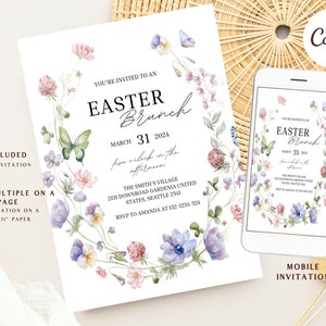 Editable Easter Egg Hunt Invitation, Bunny Invitation, Easter Invitation, Easter Egg Editable Template