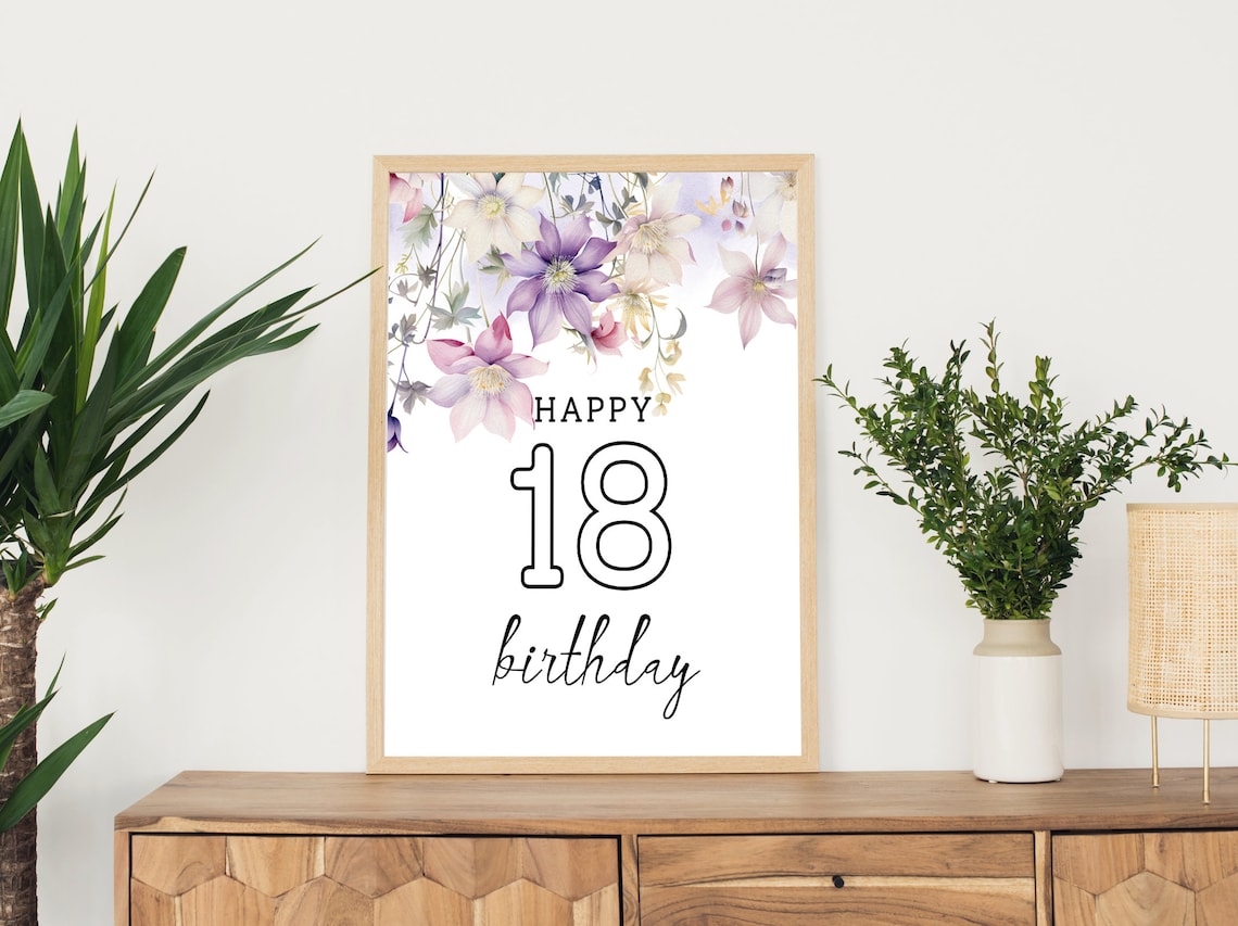 Happy 18th Birthday PRINTABLE Signs, 18th Party Decorations, Happy 18th ...