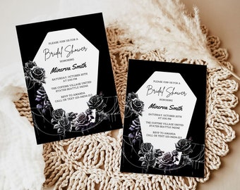 Coffin Gothic Couples Bridal Shower, Halloween Bridal Shower Invitation Template, Coffin Bridal Shower Invite, Til Death Do Us Part