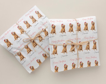 Merry Christmas Golden Retriever Dog Gift Wrapping Paper Dog Design Christmas Hot Paper Roll Holiday Gift Wrapper Happy Holiday Paper