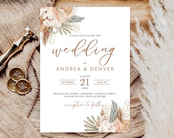 Bohemian wedding invitation, Boho wedding, Boho wedding invitation suite, Boho Chic wedding invites, Floral Bohemian wedding suite