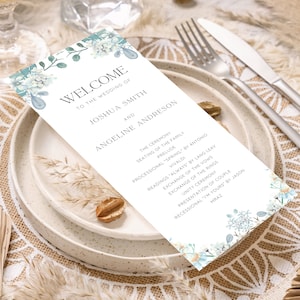 Greenery Wedding Program Elegant Wedding Ceremony Programs Eucalyptus Printable Ceremony Elegant Wedding Program Card