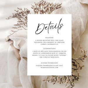 Klassische Minimalistische Hochzeitsdetails, Moderne Hochzeit, Hochzeitsdetails, Einfache Hochzeit, Akkommodationskarte, Klassische Hochzeit, sofort Download