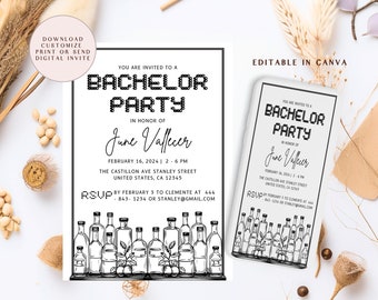 Bachelor Party Invitation, EDITABLE, Bachelor Weekend Invite, Guys Night, Digital Evite, Instant Download