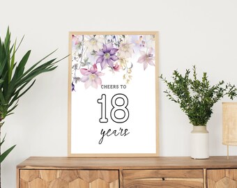 Saludos a los 18 cumpleaños Signos IMPRIMIBLES, Decoraciones de fiesta 18, Saludos a los 18 años, Carteles IMPRIMIBLES, Descarga instantánea, Impresión DIY