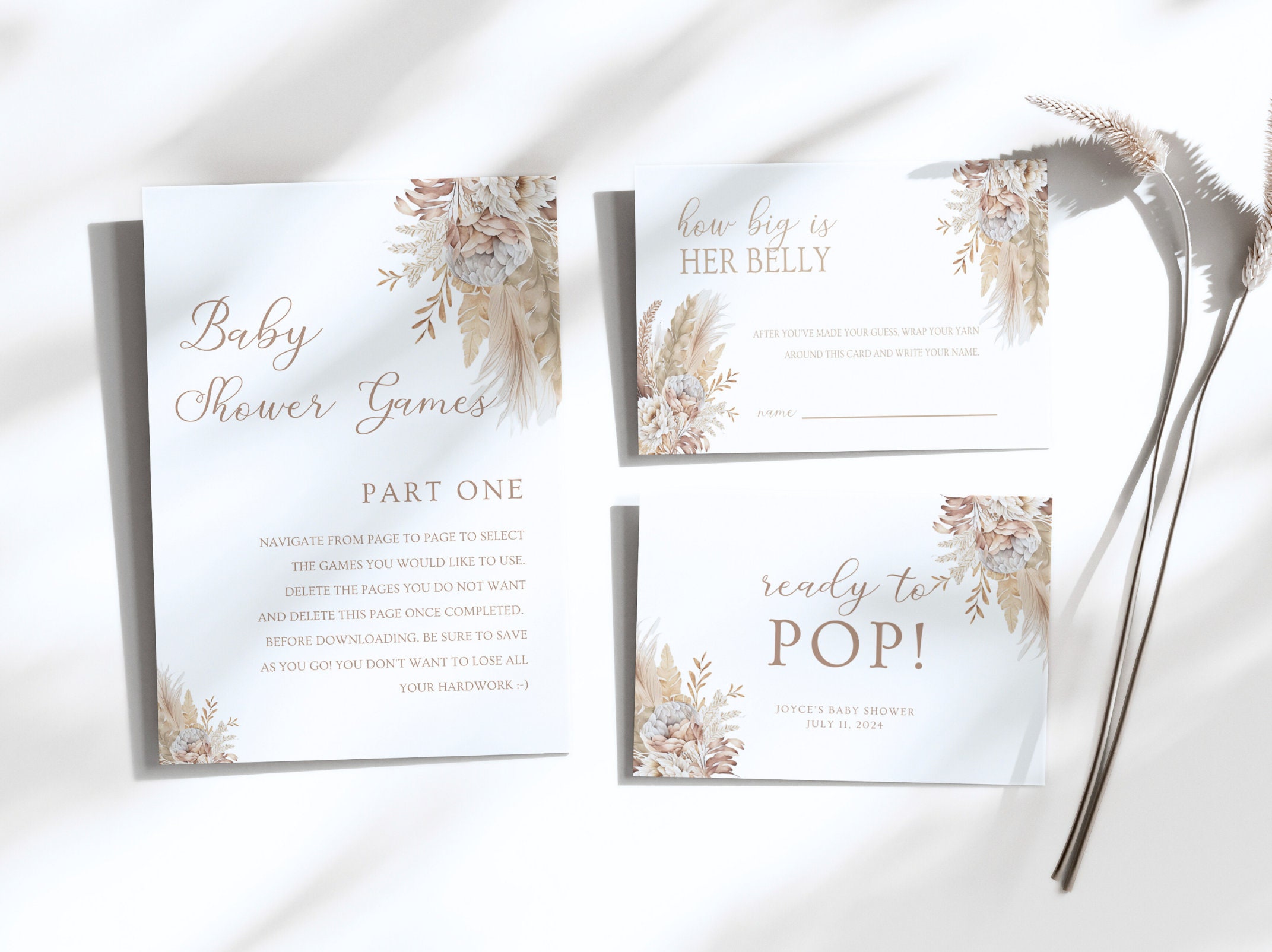Boho Baby Shower Bundles, Boho Printable Baby Shower Invitation ...