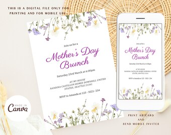 Mother’s day brunch Invitation, Mother’s day brunch, Mothers day Invitation, Instant download, Digital Invitation, Printable brunch