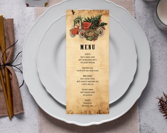 Christmas Menu Card, Holiday Menu Template, Christmas Menu, Canva Menu Card, Printable Menu, Holiday Menu Card, Instant Download