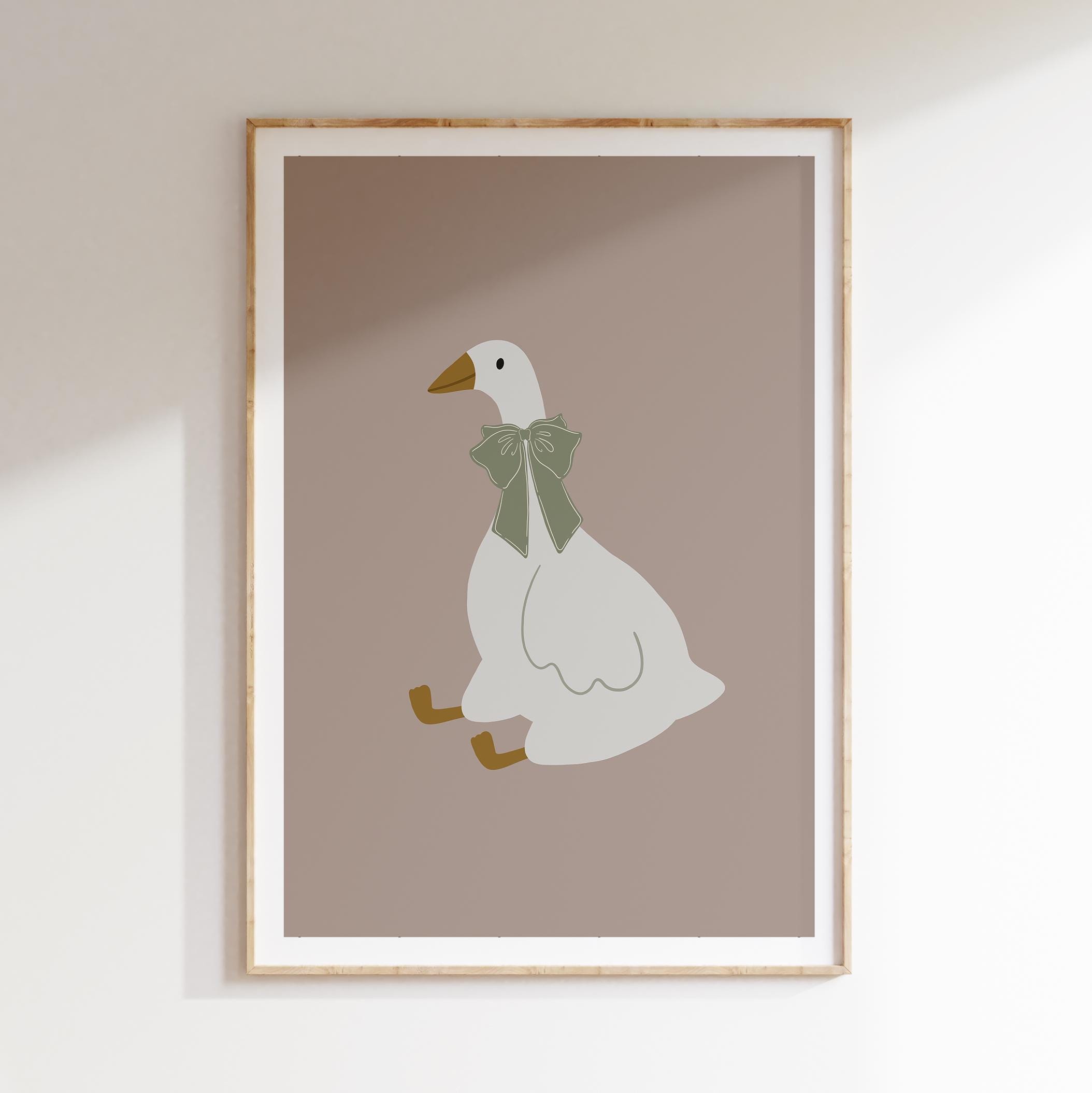 Silly Goose Wall Art Cute Goose Poster Sage Green Nursery Decor Farm ...