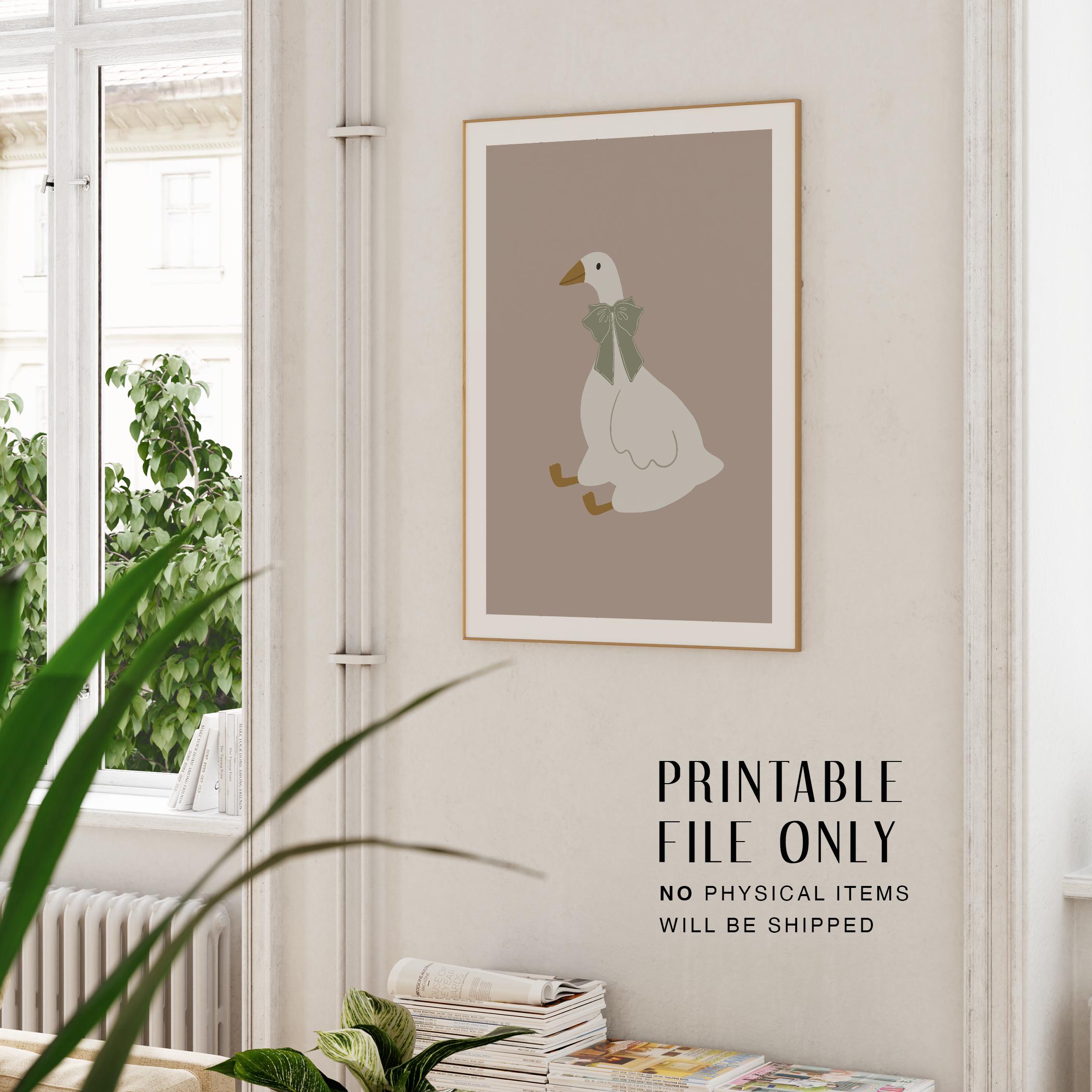 Silly Goose Wall Art Cute Goose Poster Sage Green Nursery Decor Farm ...