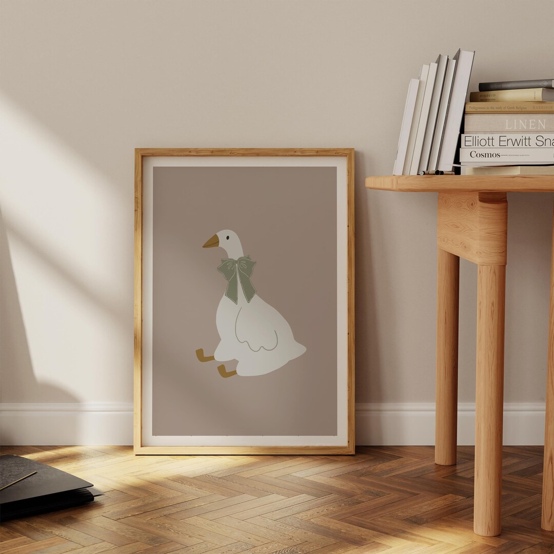 Silly Goose Wall Art Cute Goose Poster Sage Green Nursery Decor Farm ...