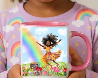 Rainbow Girl Accent Mug – Curly Hair, Genesis Verse