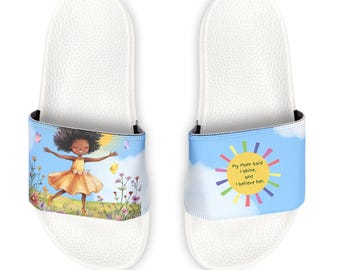 Hello Spring Black girl sandals | Youth Slide Sandals