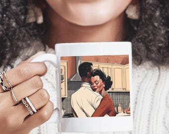 1950s Black Couple Hug Cup Retro Love Romance Valentine's day gifts Coffee mugs (11oz)