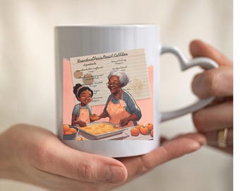 Grandmother Granddaughter Peach Cobbler Mug with Heart Handle
