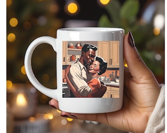 1950s Romance Mug: Black Couple, Valentines Day Gift