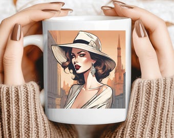 City Chic, 1980s Model Muse Fashion Mug White Ceramic 11oz