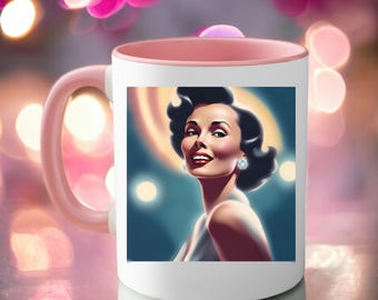 Old Hollywood Glam Tribute African American Black Starlet Woman Accent Mug 11oz