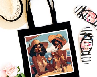 Elegant Women Boat Wine Tote Bag – Stylish Beach Travel Accessory