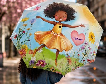 Confidence for girls, Flowers Umbrella | Foldable Umbrella, Curly girl