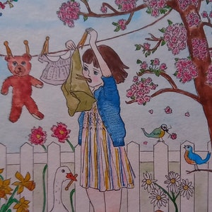 Impression d'art ou carte de voeux petite fille